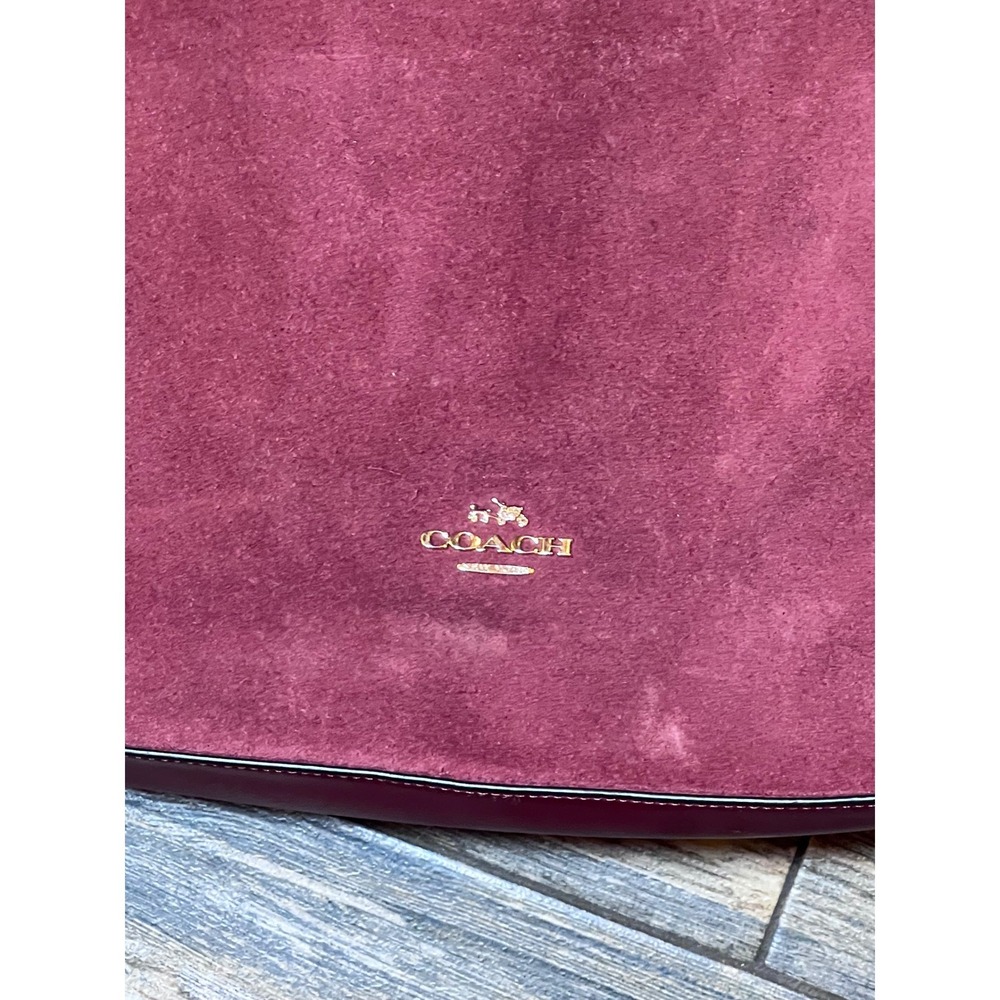 Coach Chelsea Hobo Plum Burgandy Suede Leather Snakeskin Shoulder Bag 35984 RARE - Picture 3 of 15